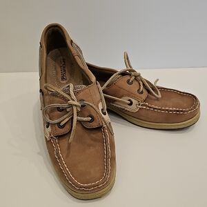 Sperry Women's Tan Leather Boat Shoes Bluefish 2 Eye Oat Top Sider 8M